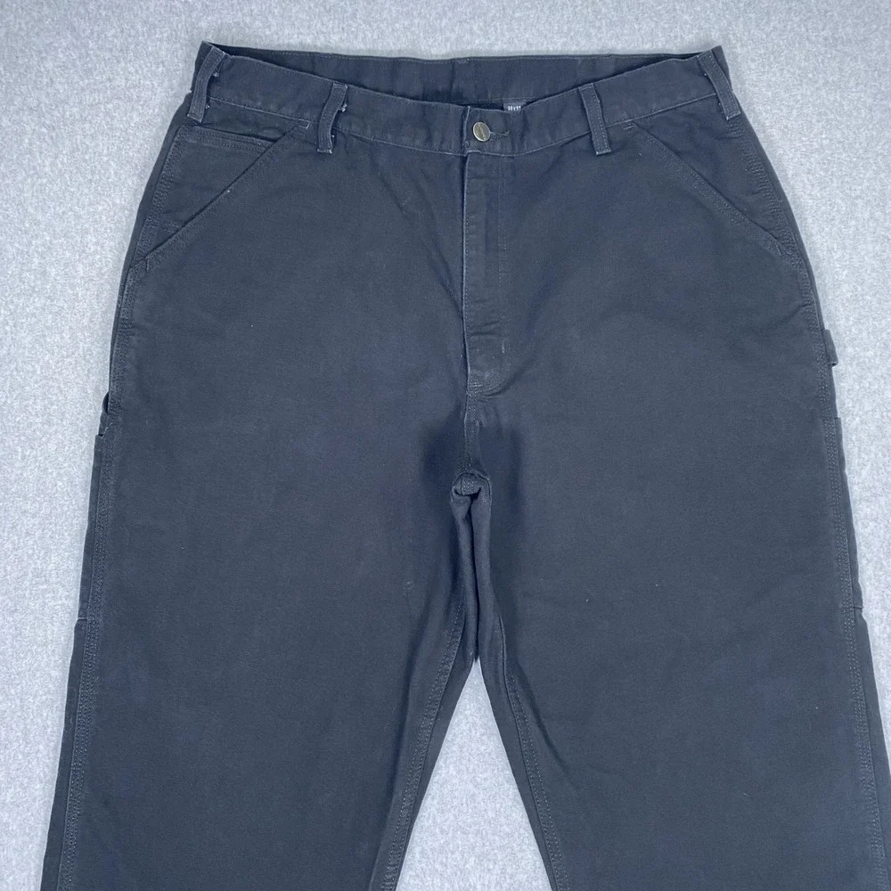 Carhartt Carpenter Pants Mens 38x32 Black Loose Fit Canvas Work B11-BLK